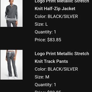 MICHAEL Michael Kors Black and Silver Logo Track Pants